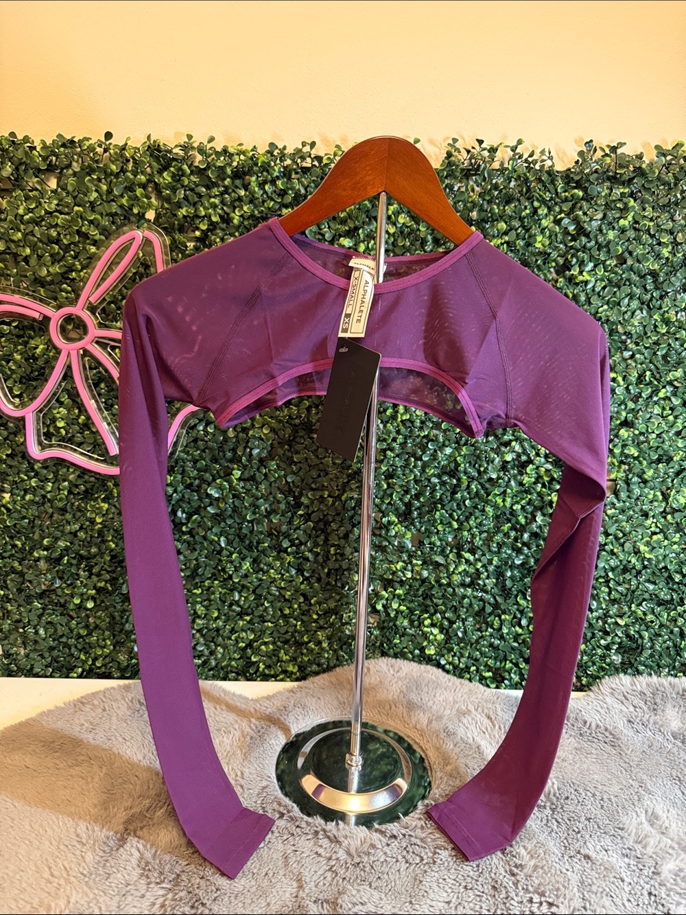 NWT Alphalete Women's Sheer Long-Sleeve Bolero Shrug - Purple size XS